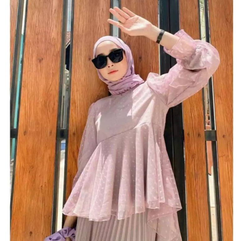 COD - LOREN BLOUSE ATASAN TOP TILE DOTY | OUTFIT WANITA KEKINIAN | OUTFIT NGAMPUS