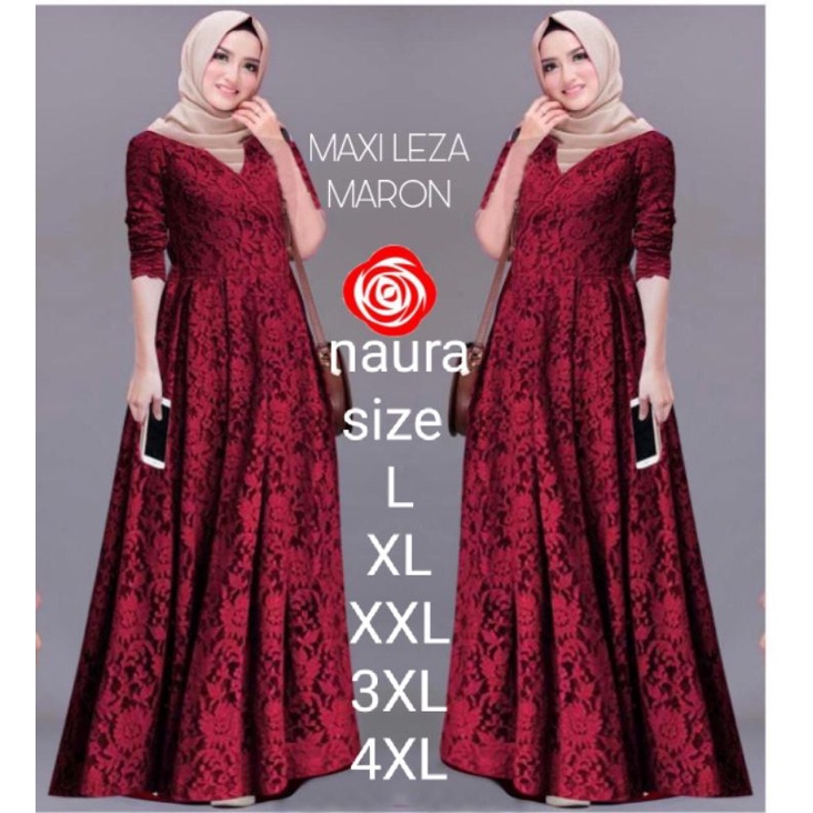 Maxi leza / Ada size super jumbo (Size L,XL,XXL,3XL,4XL)Baju gamis brokat Tulang Gliter Import / bus