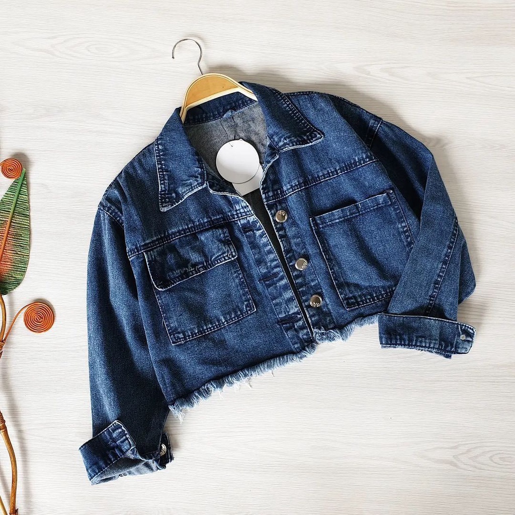 1KG MUAT 3PCS | GADIS CROP JAKET FRINGE JAKET DENIM CROPTY HITS OOTD ALA SELEBGRAM FASHION GROSIR WANITA TERMURAH