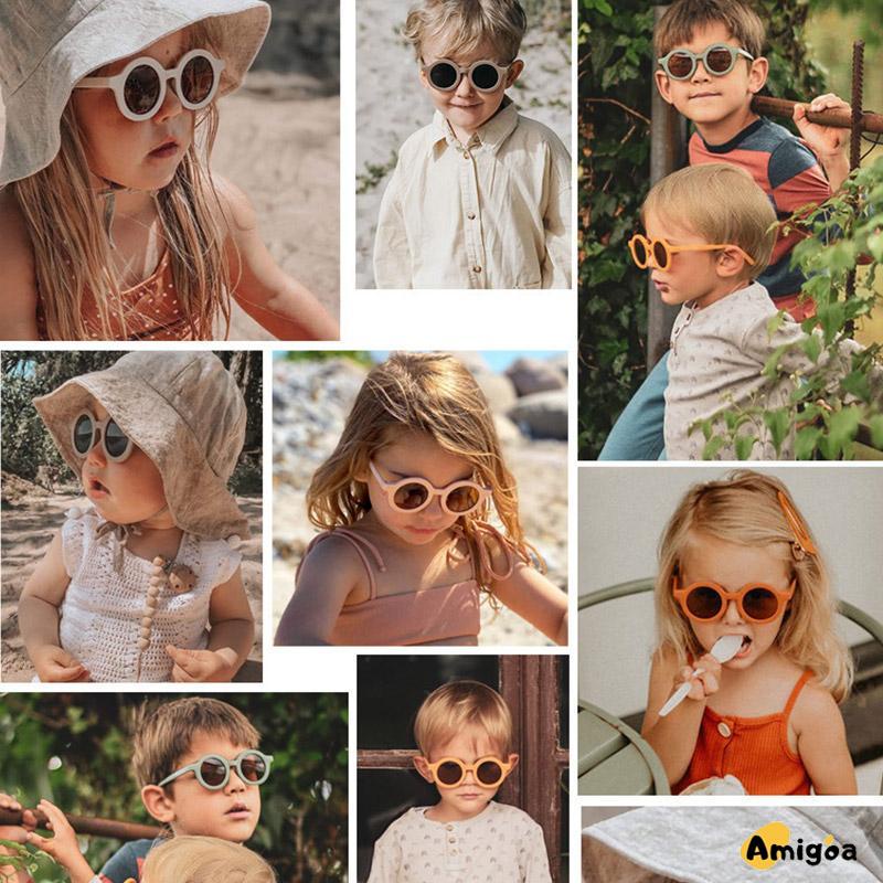 Kacamata Hitam Anak Matte Bingkai Bulat Trendi Retro Cute Clear Vision - AG2