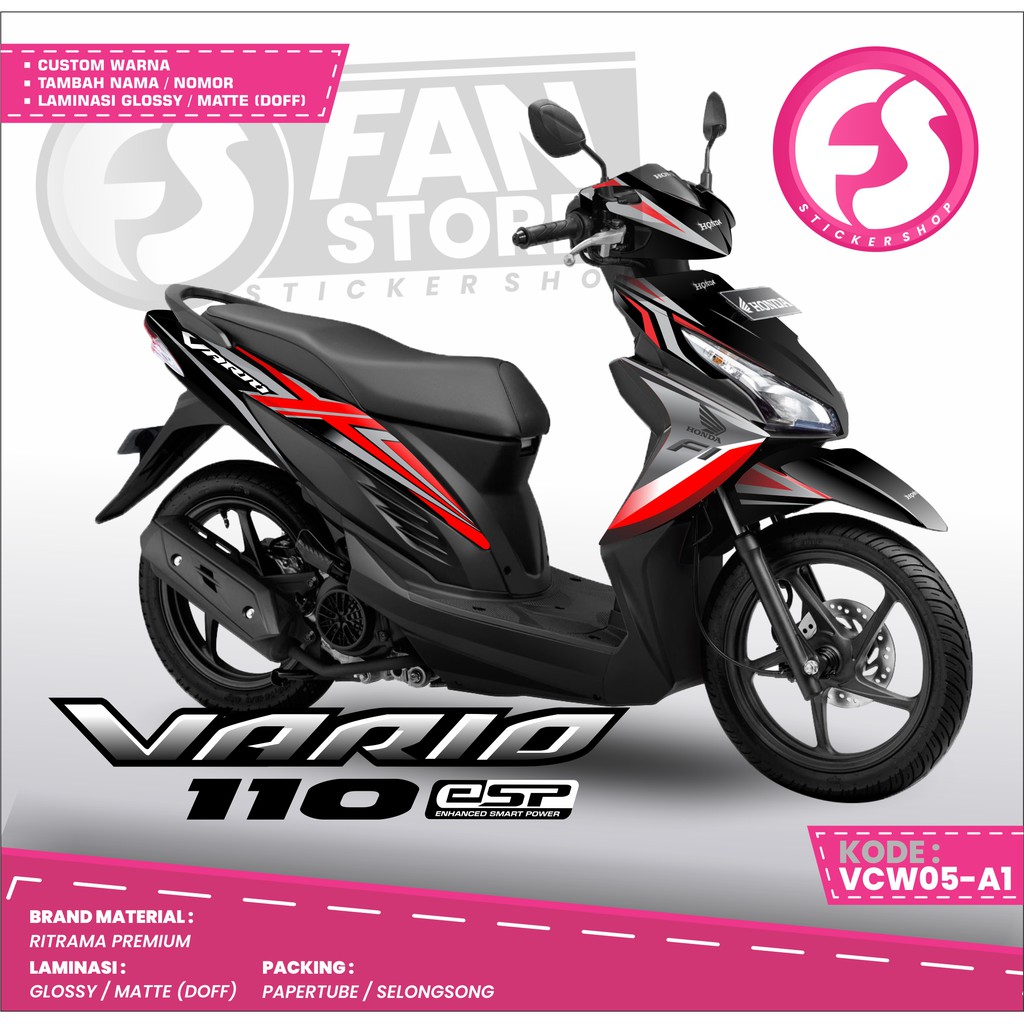 Sticker Decal Motor Vario 110 Fi - Stiker Dekal Motr Vario 110 Fi  MERAH - KODE : VCW05