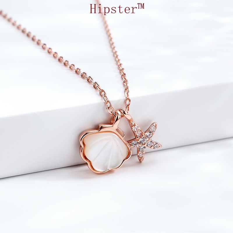 Niche Personality Ins Style Mori Style Natural Shell Inlaid Gemstone Pendant Necklace