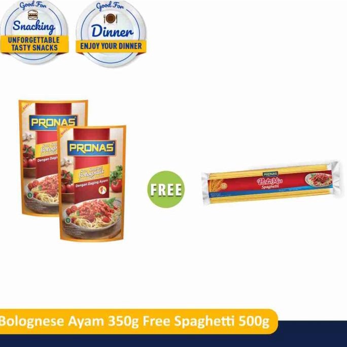 

PRONAS Bolognese Ayam 350 gr (2pcs) Free Spaghetti 500 gr (1pcs)