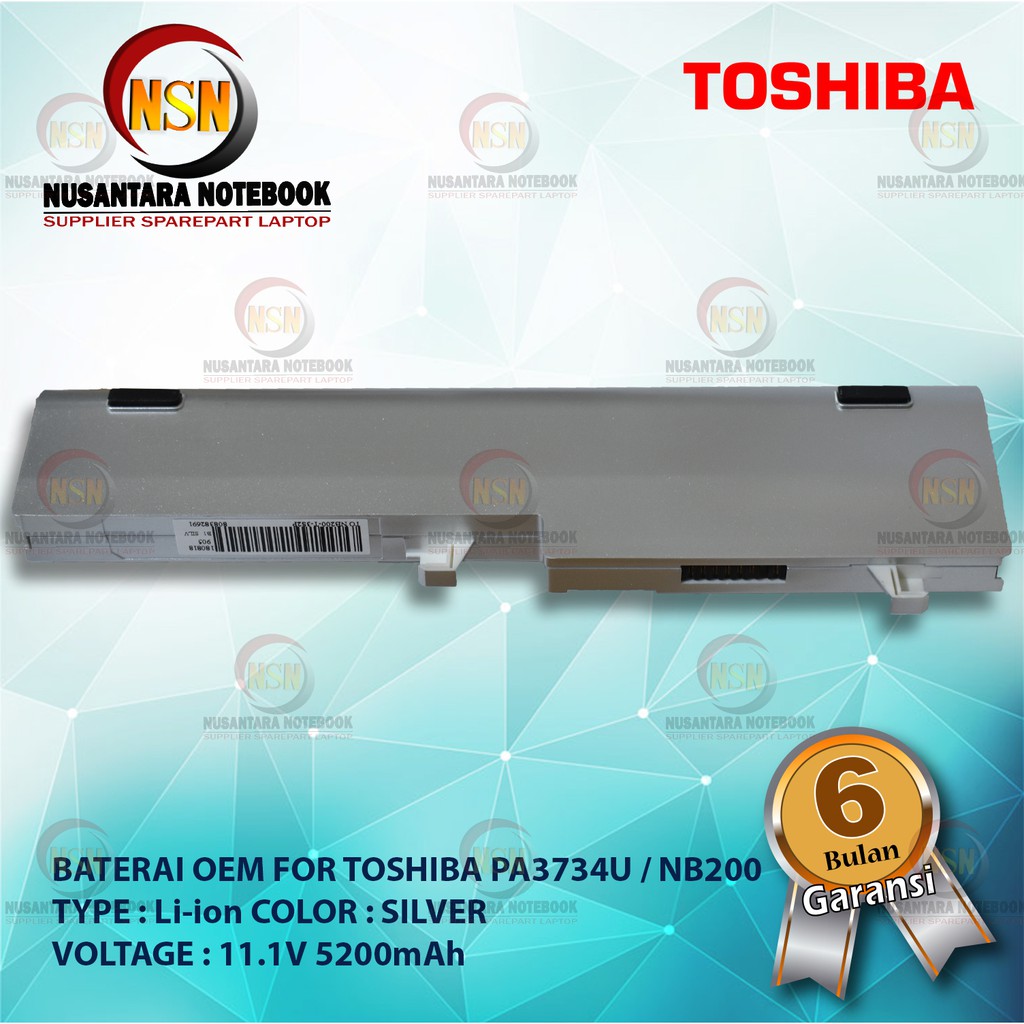 Baterai OEM For Toshiba PA3734U / NB200 NB201 NB202 NB250 SILVER