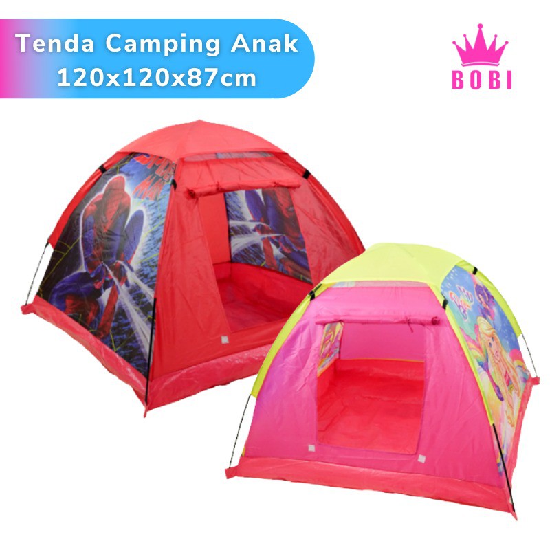 Tenda Anak Bermain Camping Indoor Outdoor / Tenda Camping Anak/ Tenda Praktis Motif Spiderman,Barbie