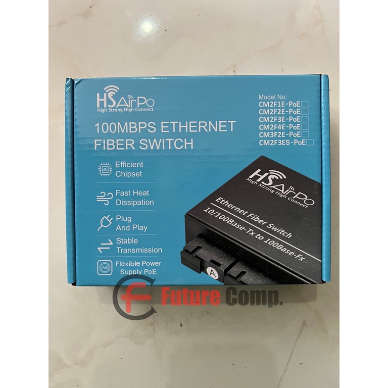 HSAIRPO CM2F1E WITH POE SUPPORT MEDIA CONVERTER 2 FIBER 1 ETHERNET