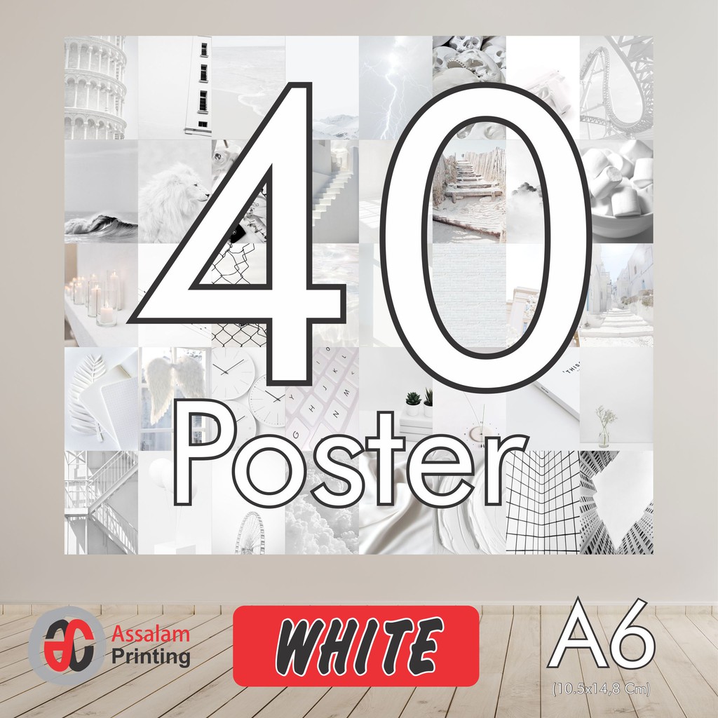 (40PCS) POSTER AESTHETIC ANIME COMIK CARTOON FOOTBALL RETRO BAND BRAND MOVIE ISI 80PCS WALL DECOR-White 40