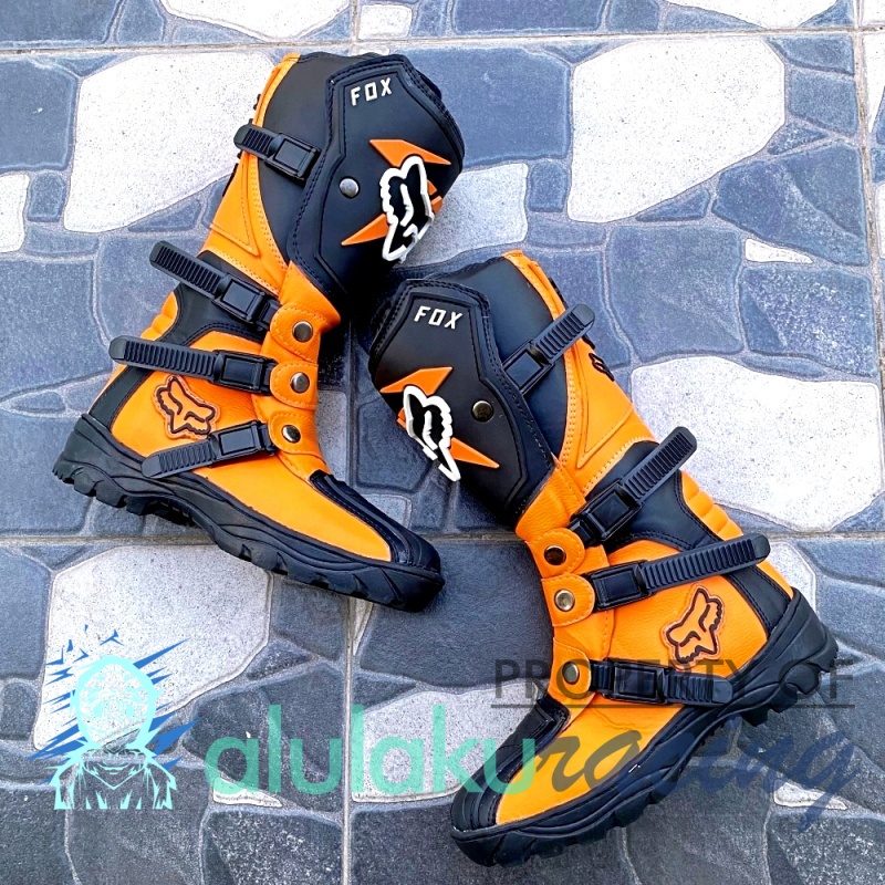 Sepatu Trail Boots SV Motocross MX Lokal Premium Best Quality - Orange Black