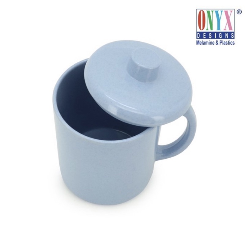 Mug Gelas Melamine  + Tutup 600 ML ONYX | Mug Gelas Warna SNI Food Grade