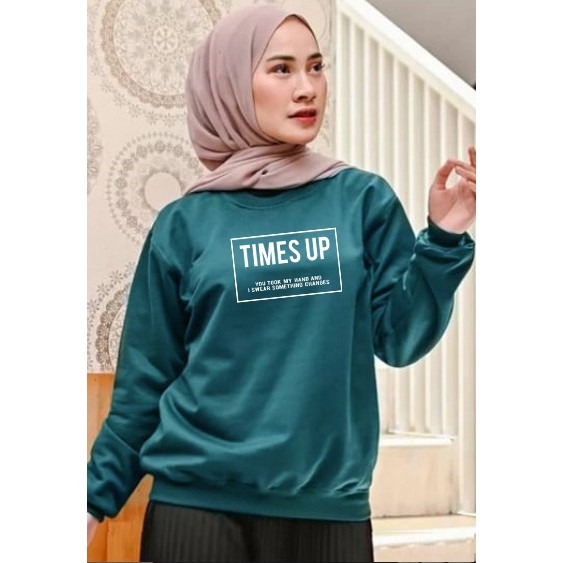 - Kaos Lengan Panjang  TIMES UP / Kaos Sweatshirt / Atasan Wanita / Atasan Wanita Lengan Panjang