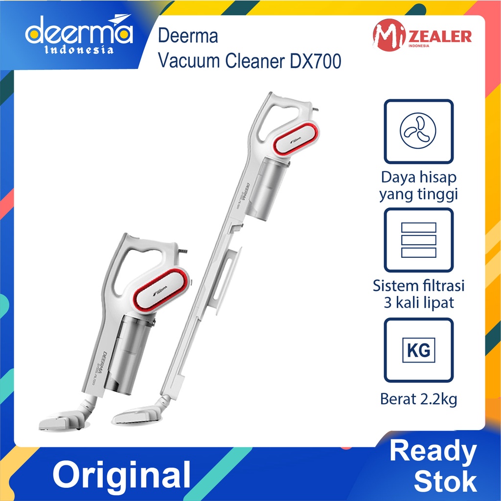 Deerma DX700 2-in-1 Handheld Vacuum Cleaner Penyedot Debu With 1L Dust Box Noise Triple Filter