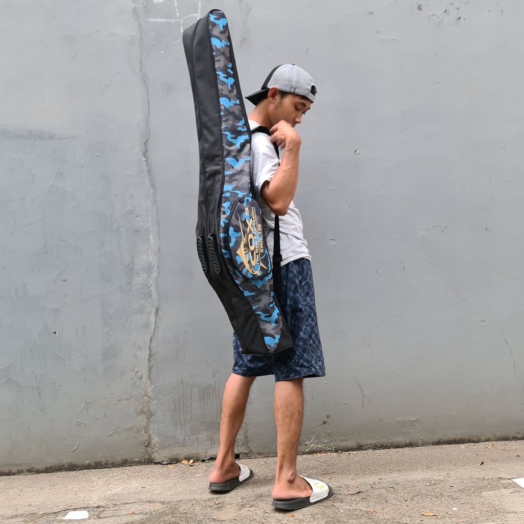 Tas joran pacing 120cm. Tas joran pancing 120cm murah. Tas pancing gendong 120cm. Tas pancing gendon