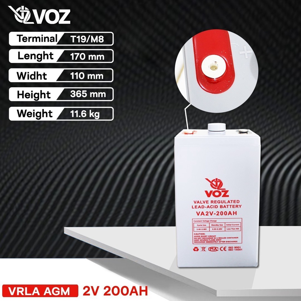 Aki Kering - Voz Aki Kering VRLA 2V 200Ah - BATERAI BATERE BATERI AKI KERING  VOZ 2V 200Ah