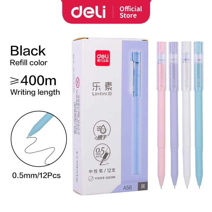 

MURAH Deli Gel Pen Pulpen Gel Capable Tinta Hitam 0.5mm A56