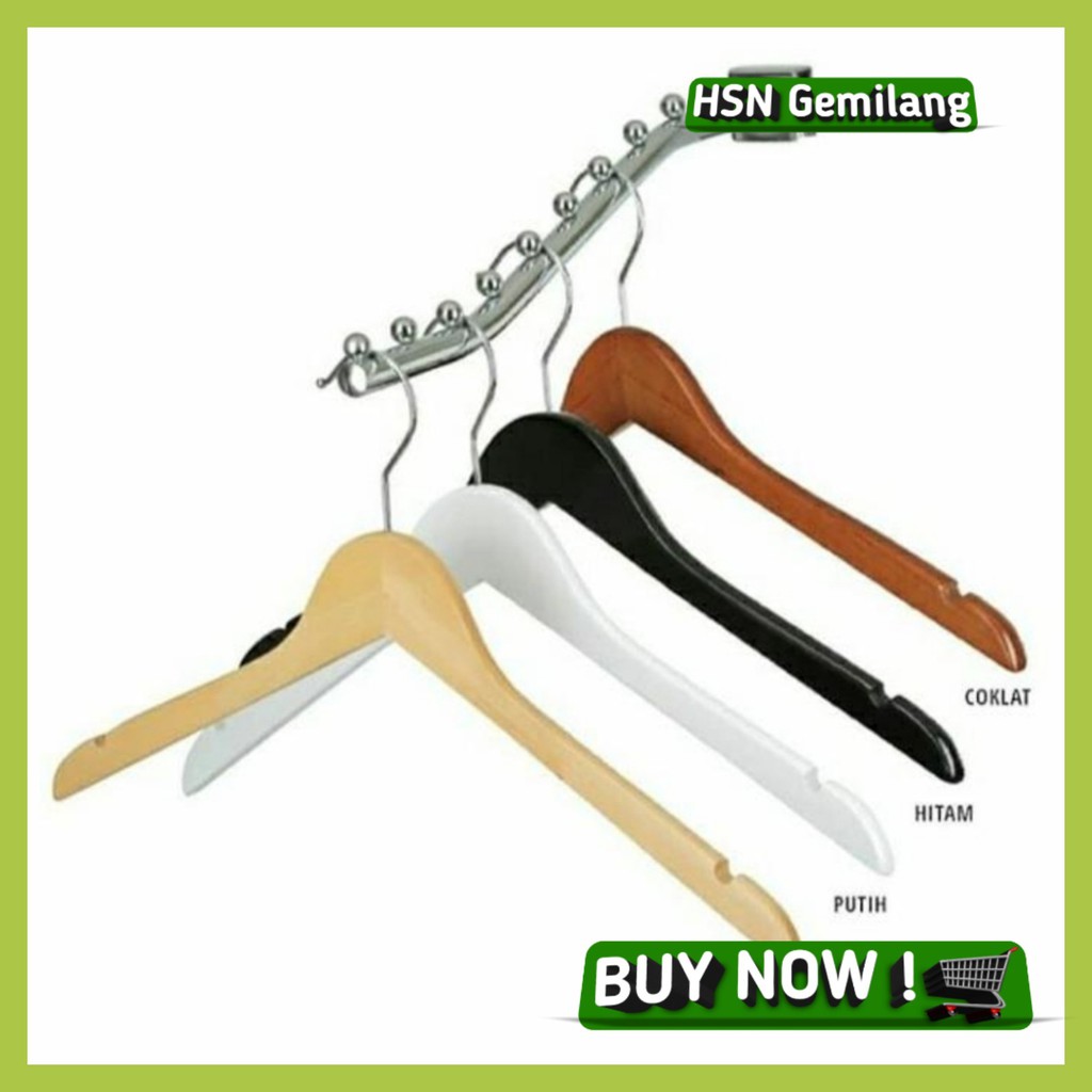 Gantungan Hanger baju kayu warna Natural putih coklat hitam wood hanger