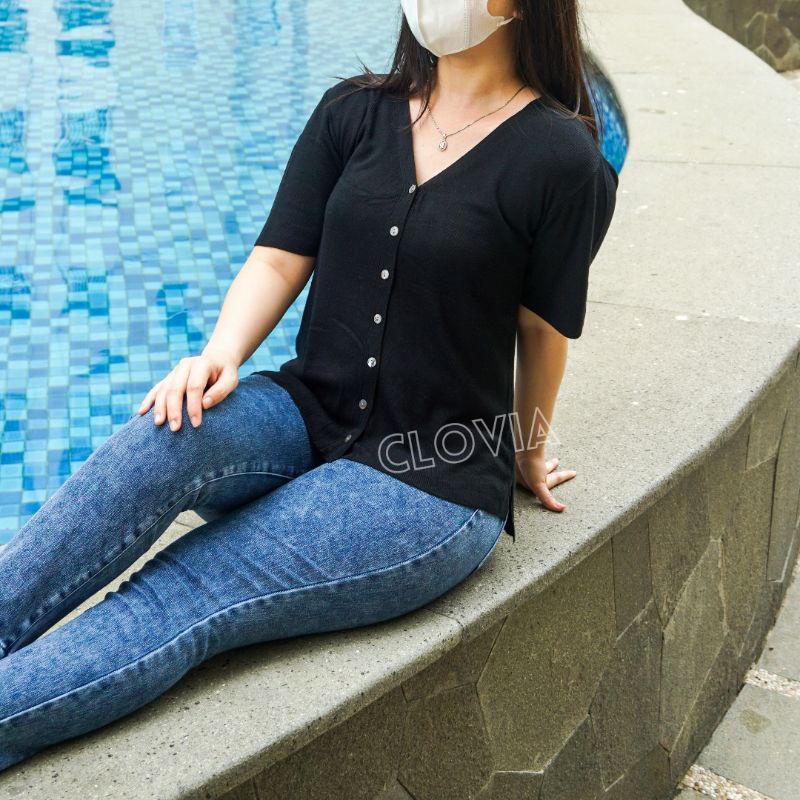 Vyone Knitwear Top Baju Kaos Atasan Knit Rajut Import Knitt Busui Friendly