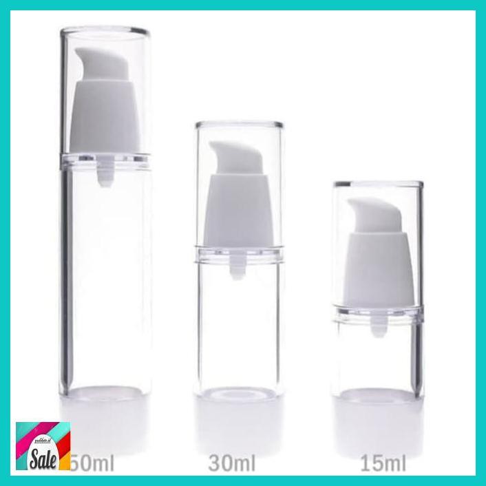 MAKEUPKEMASAN- BOTOL AIRLESS 15ML/BOTOL SERUM/BOTOL PUMP/WHITE -KECANTIKAN.