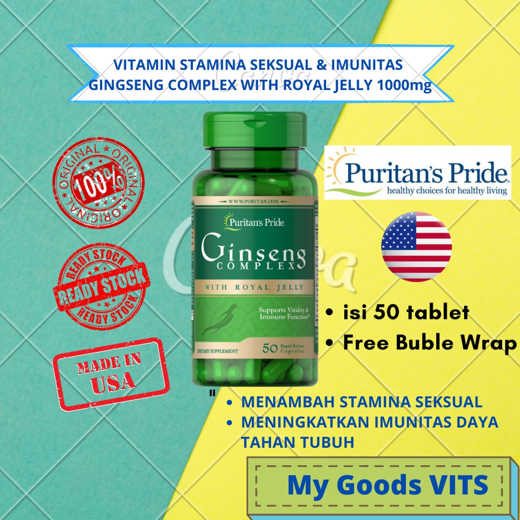 Jual Puritan Pride Vitamin Suplemen Ginseng Complex With Royal Jelly 8086