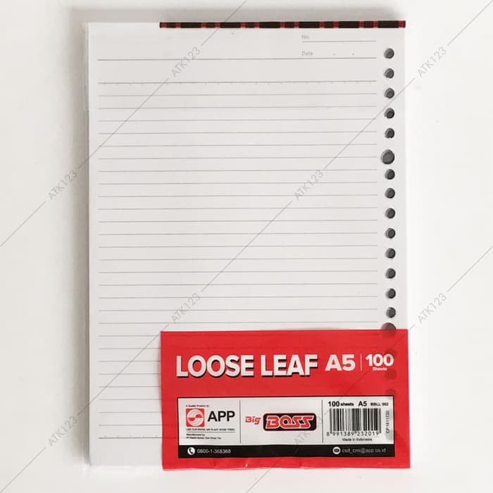 

Jual Loose Leaf Big Boss A5 20 Holes Garis isi 100 Lembar terakhir