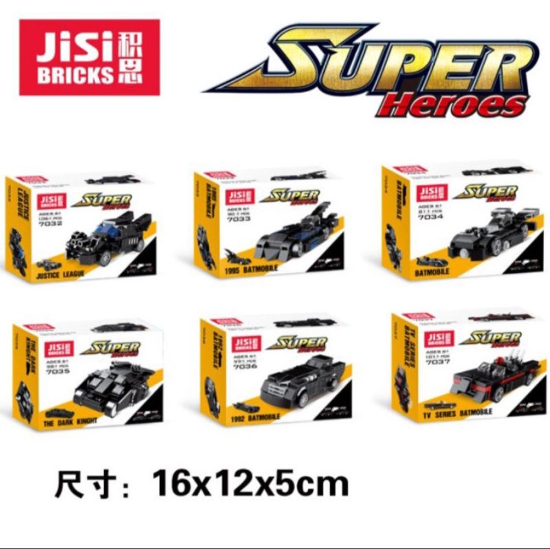 Mainan brick Jisi 7032 - 7037 set 6 jenis mobil batman