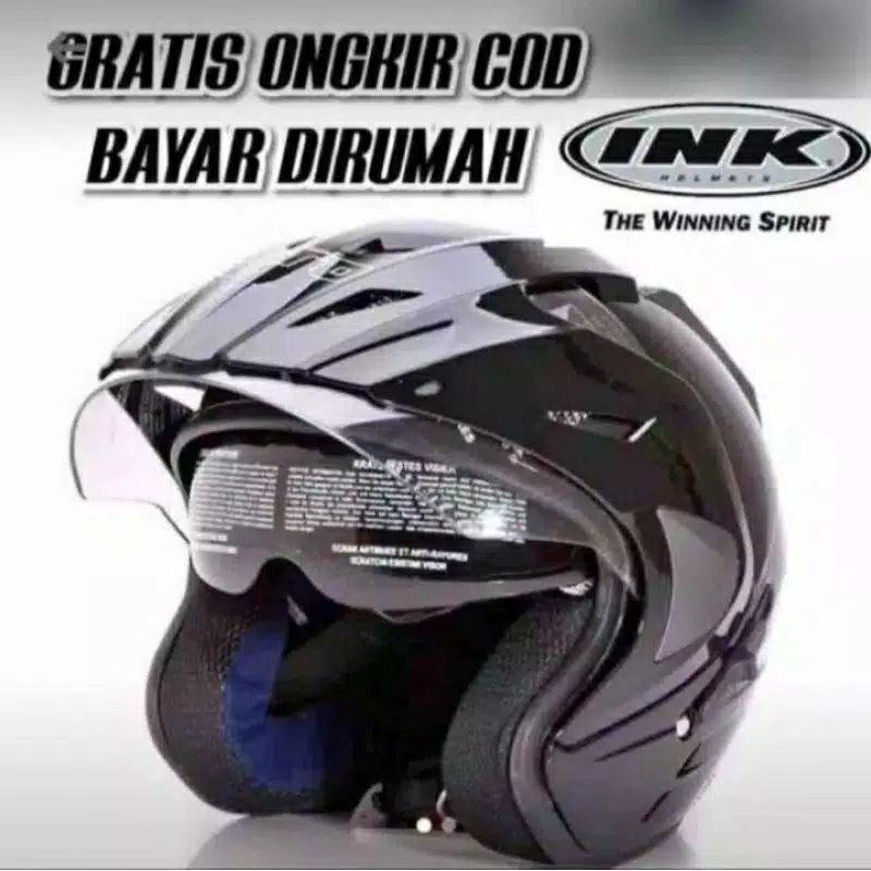 INK HELM DOUBLE VISOR ORIGINAL SNI MERK BMT.FNK EMBOSS SNI