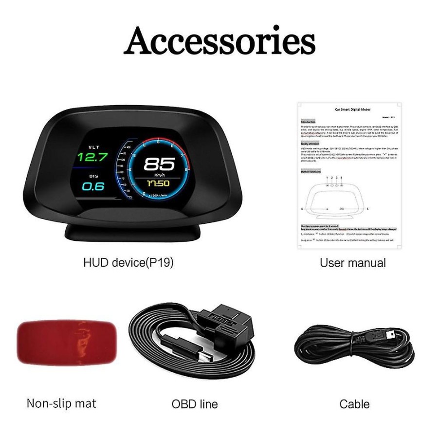 Head Up Display Bluetooth HUD OBD2 GPS Navigator Speedometer P19