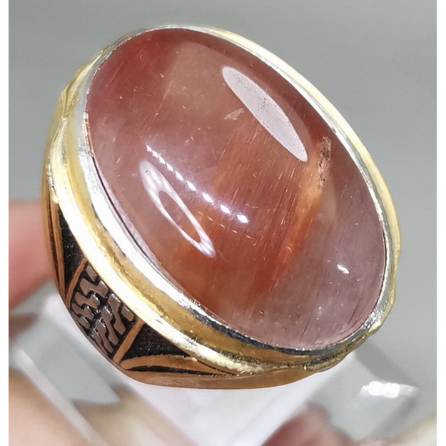 Cincin Batu Permata Kecubung Rambut merah bagus Asli