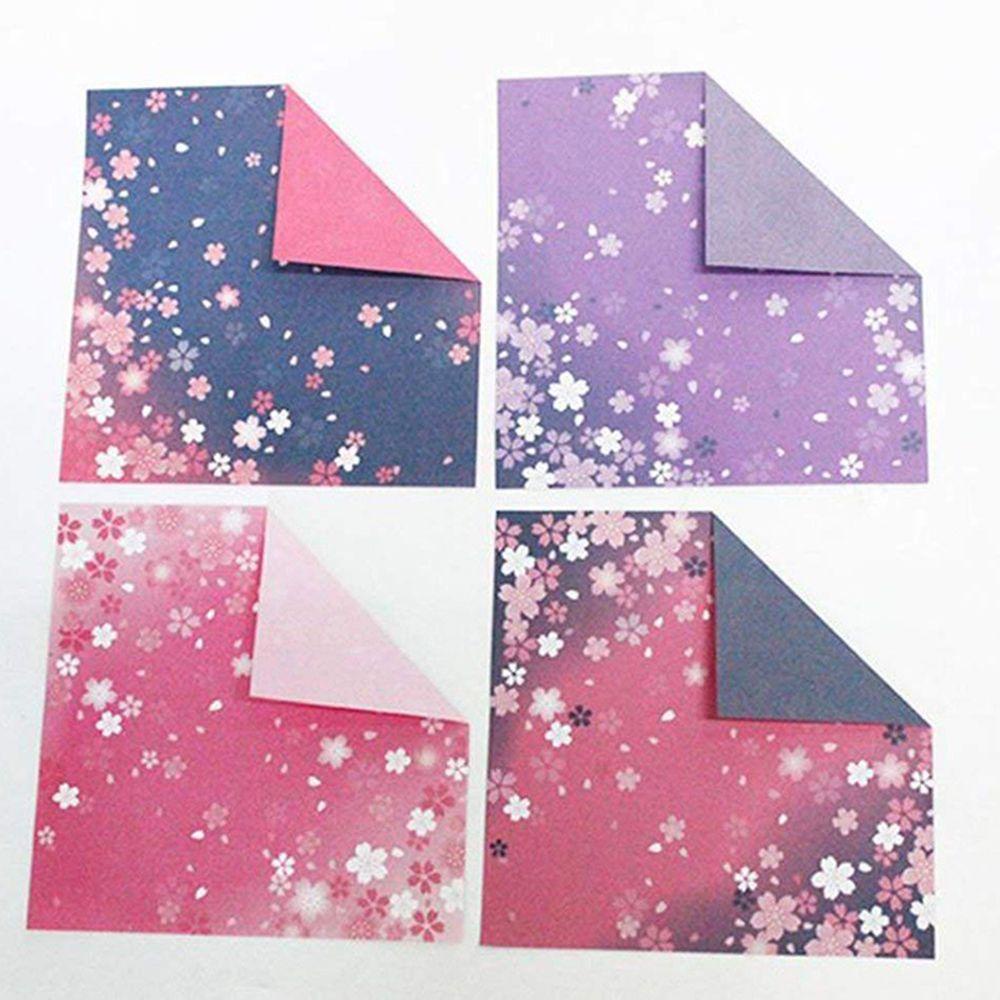 Nickolas1 Origami Paper Square Lipat Bunga Sakura Dua Sisi DIY Anak Handmade Sakura