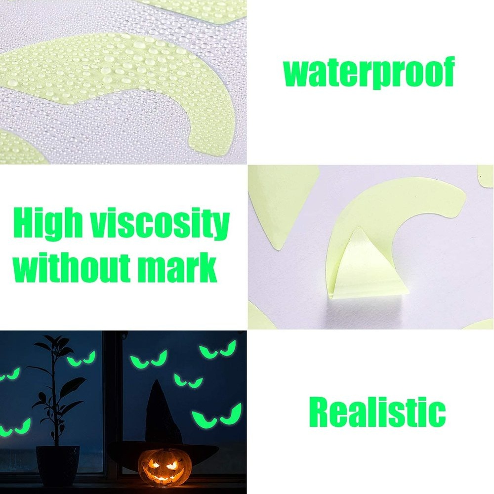 Stiker Dinding Desain Mata Mengintip Luminous Bahan PVC Untuk Dekorasi Halloween