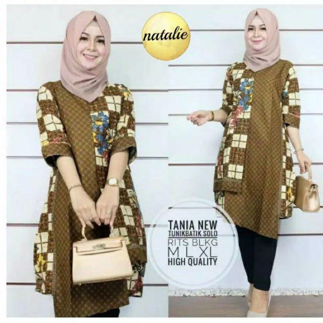 Tania #2 New Katun Batik Solo Zipper Tunik Wanita Modern Premium Motif Kombinasi High Quality