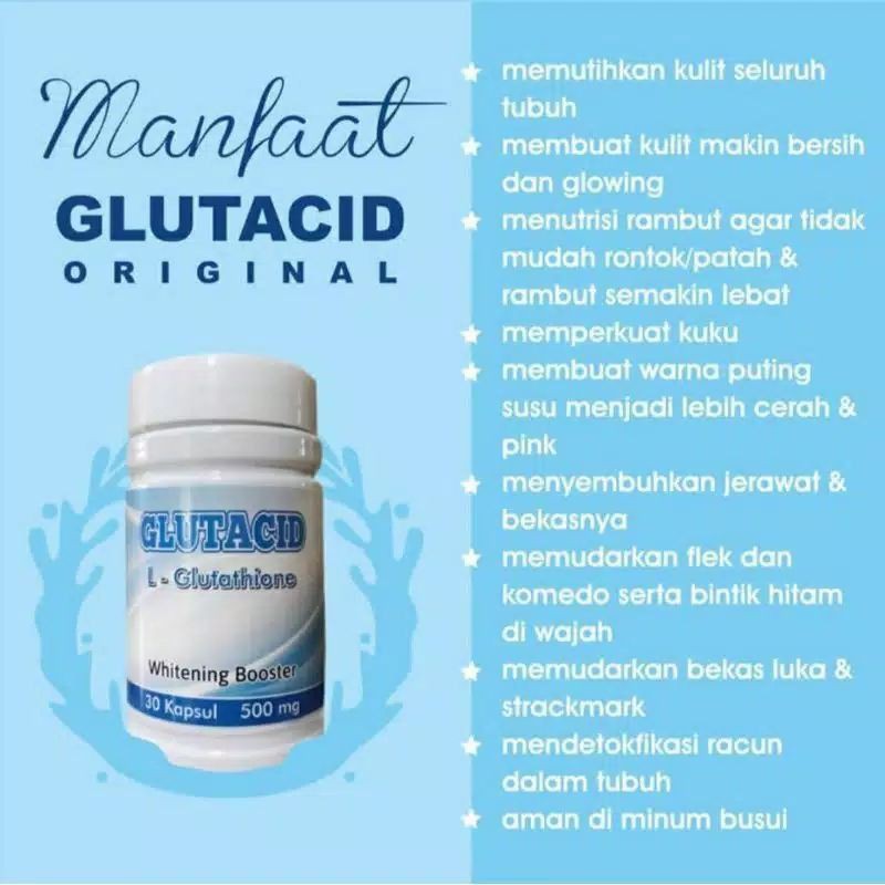 New Glutacid Glutathione Whitening  Booster Isi 30 Kapsul Original Pemutih Pencerah Kulit Terbaik