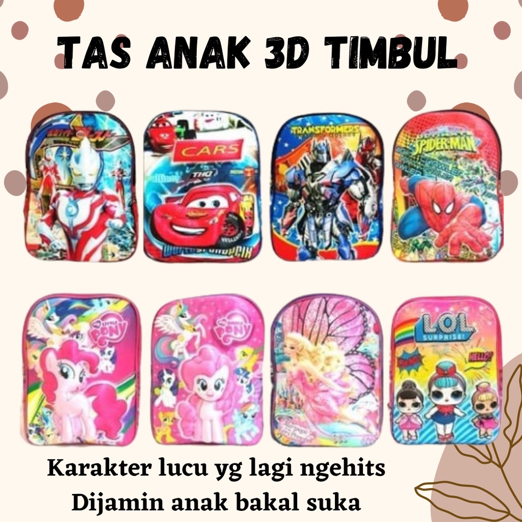 BEST SELLER LARIS VIRAL TAS ANAK 3D TIMBUL KARAKTER LUCU HARGA TERMURAH