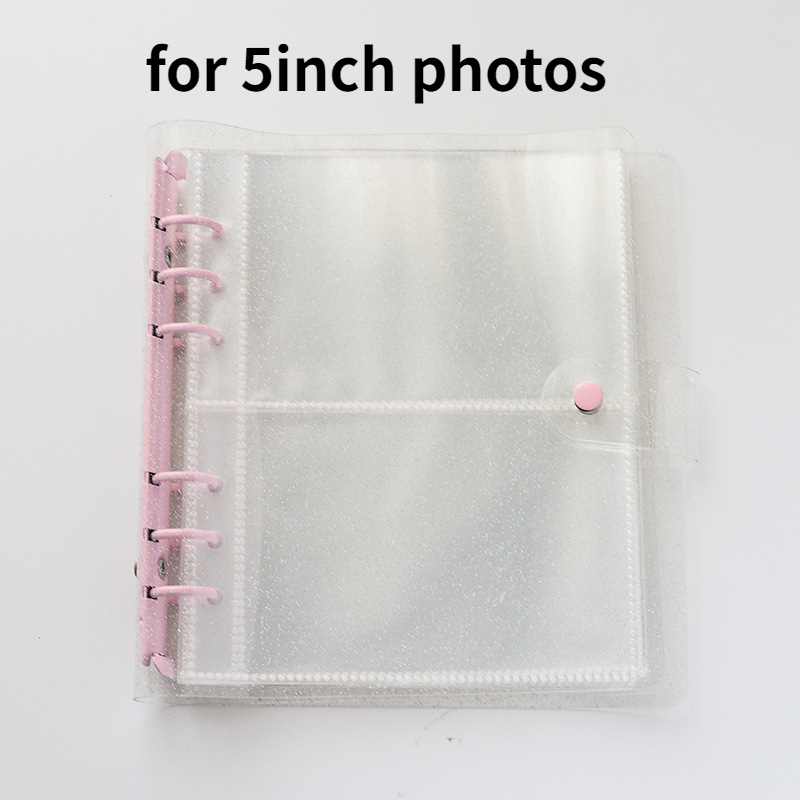 Transparent Binder 3inch 5inch Photo Album with 25 Sleeves Glitter Cover for Photocards Lomo Cards  Card