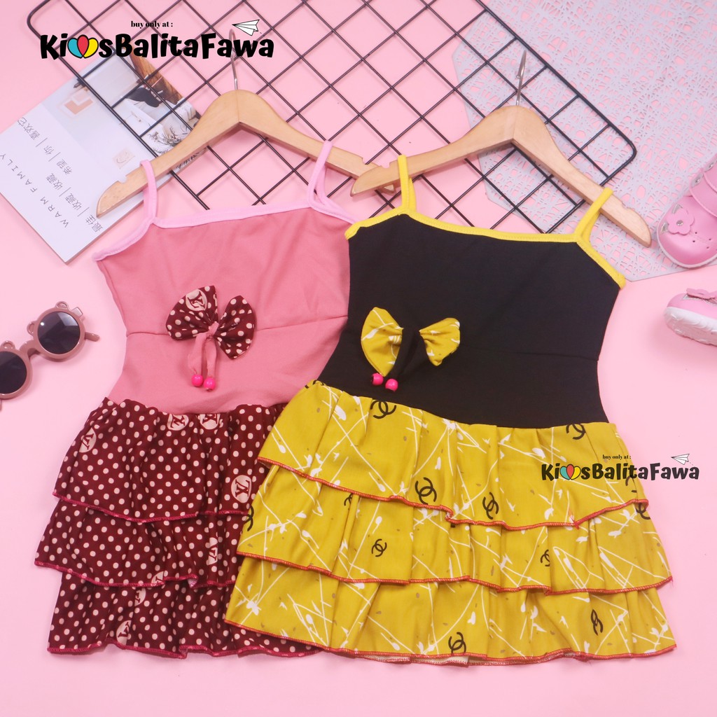 Dress Valerie uk 3-4 Tahun / Tank top Yukensi Baju Anak Perempuan Adem Dres Kaos Murah Pakaian Pesta