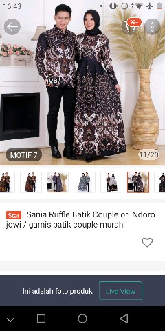 Gamis Dan Kemeja Lengan Panjang Sania Ruffle Batik Couple Ori Ndoro Jowi / Gamis Batik Couple Murah