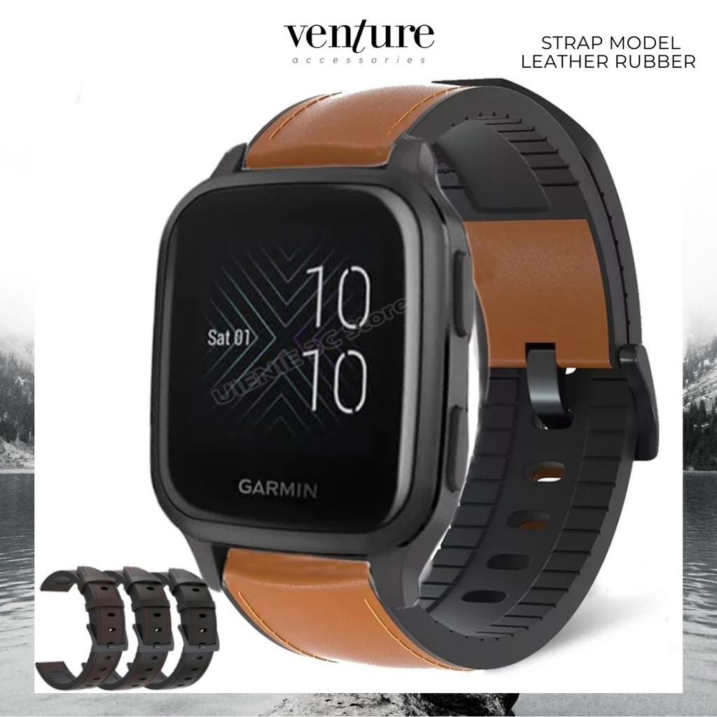 STRAP GARMIN VENU SQ SIZE 20MM TALI JAM MODEL LEATHER RUBBER