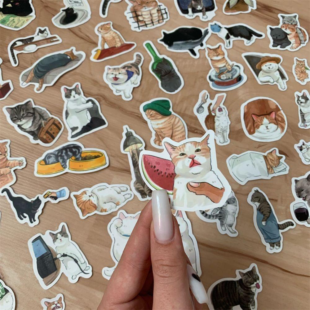 AUGUSTINA Cats Stiker 54Pcs/Lot Multi Use Laptop Decals Notebook Untuk Mobil Gitar Stiker Poster