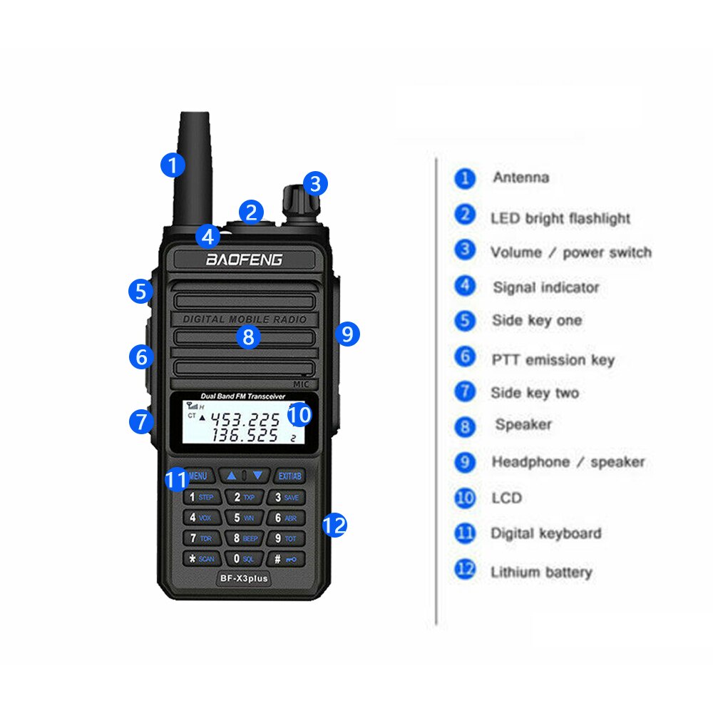 AKN88 - HT BF-X3 Plus Walkie Talkie Dual Band 128CH 18 Watt 9500 Mah