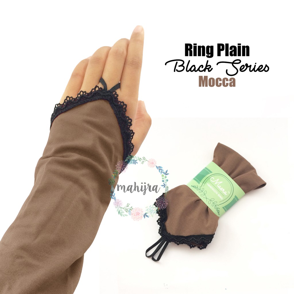 Manset Jersey Ring Renda Hitam - Mocca Coklat - Handsock Maera Ring Plain Black Supplier Bandung Top