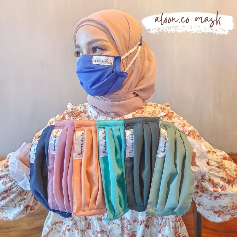 Masker Kain Hijab Kombinasi Serut HEADLOOP 2 Ply / 2 Lapis - Masker Serut Hijab