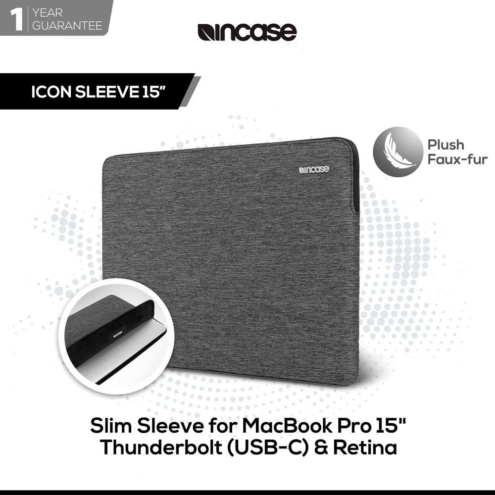 Incase Sleeve Macbook Retina 15 Inch - Icon Heather Black (CL60682) Tas laptop 15 inch | Tas Macbook