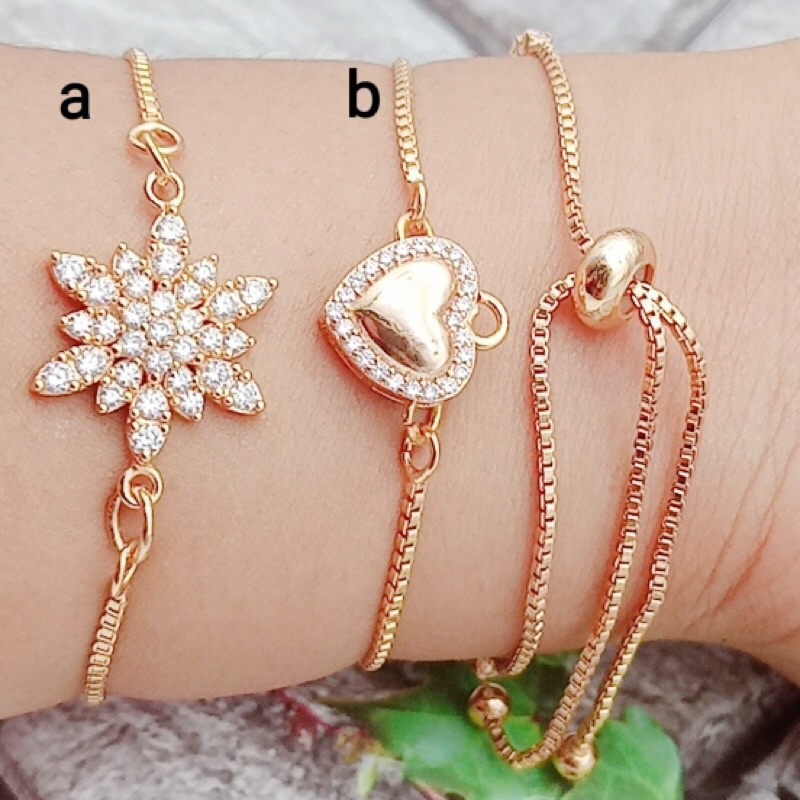 Titanium gelang serut wanita gold plated awet terbaru