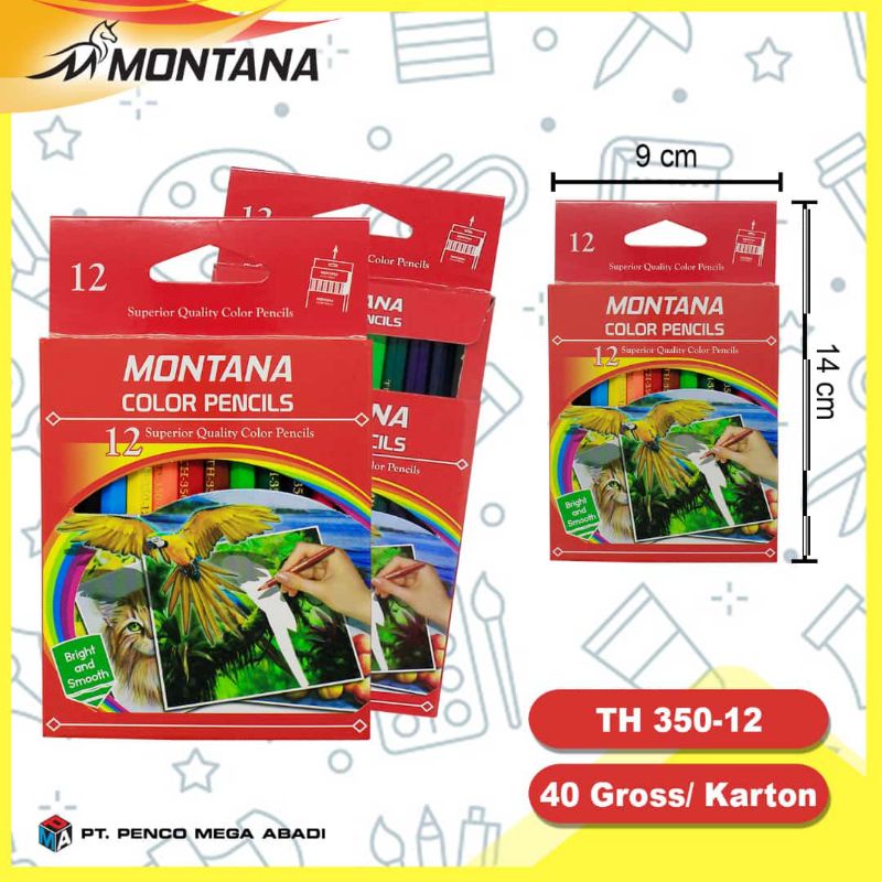

pensil warna 12 warna PENDEK Montana