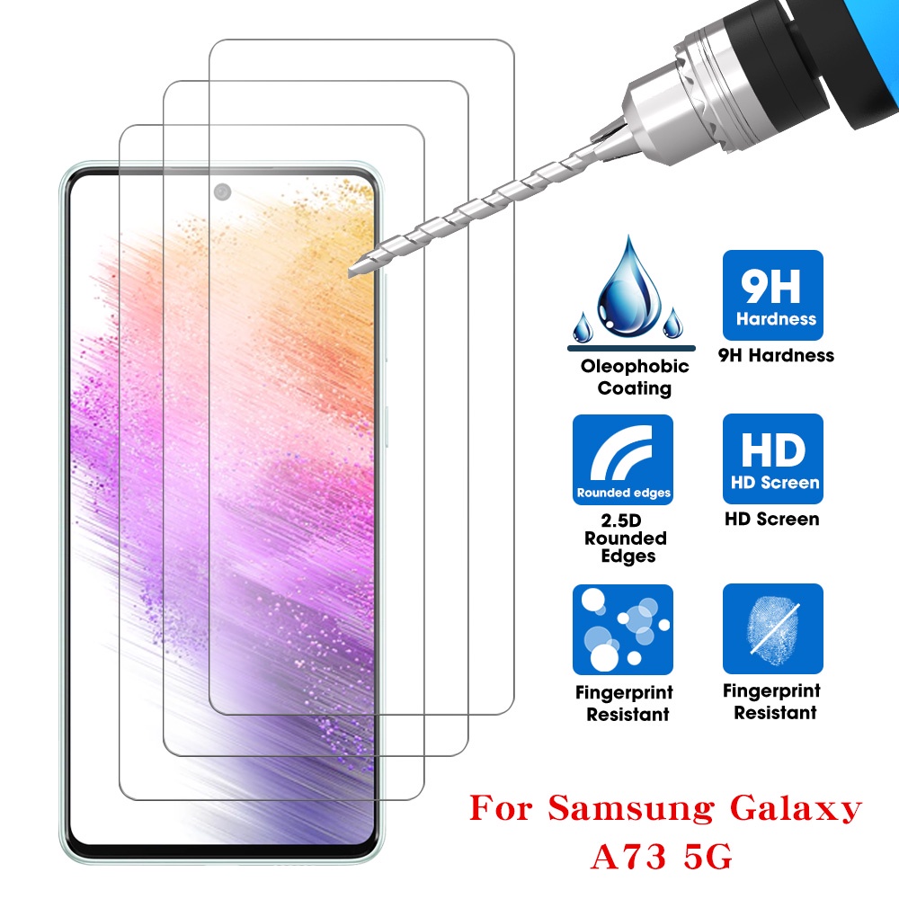 1 Pc Tempered Glass 9H Full Coverage Anti Silau Anti Sidik Jari Untuk Samsung A73