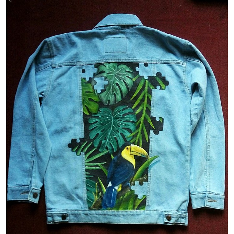 jaket jeans denim custom hand painting lukis