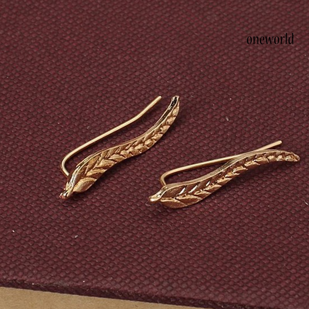 OW@ Fashion Women Leaf Shape Ear Cuff Clip Earrings Piercing Party Jewelry Gift