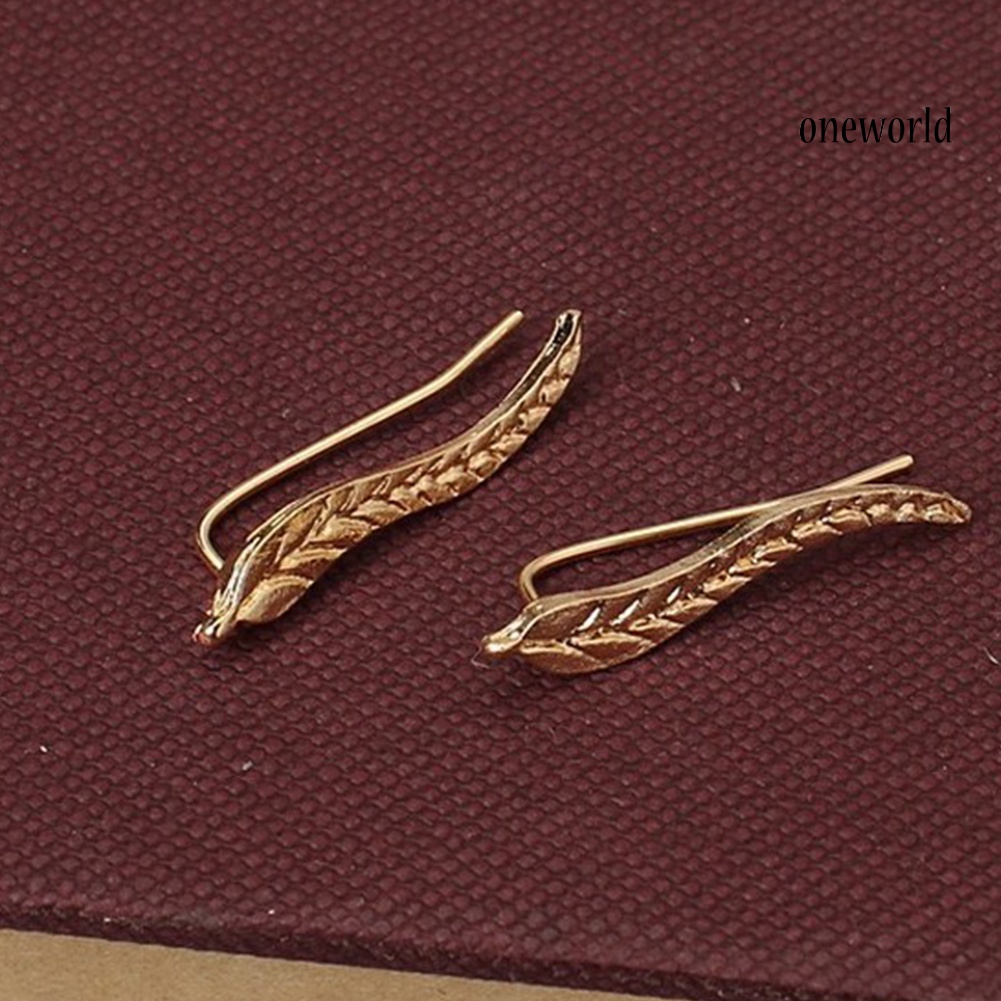 OW@ Fashion Women Leaf Shape Ear Cuff Clip Earrings Piercing Party Jewelry Gift