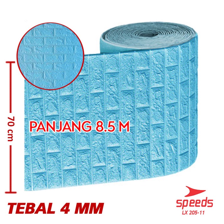 Wallpaper Dinding 5mm SPEEDS Wallpaper Foam 3D Motif Jendela untuk Kamar Tidur Ruang Makan dll 205-13-12-11-BATA BIRU 8.5m 4mm