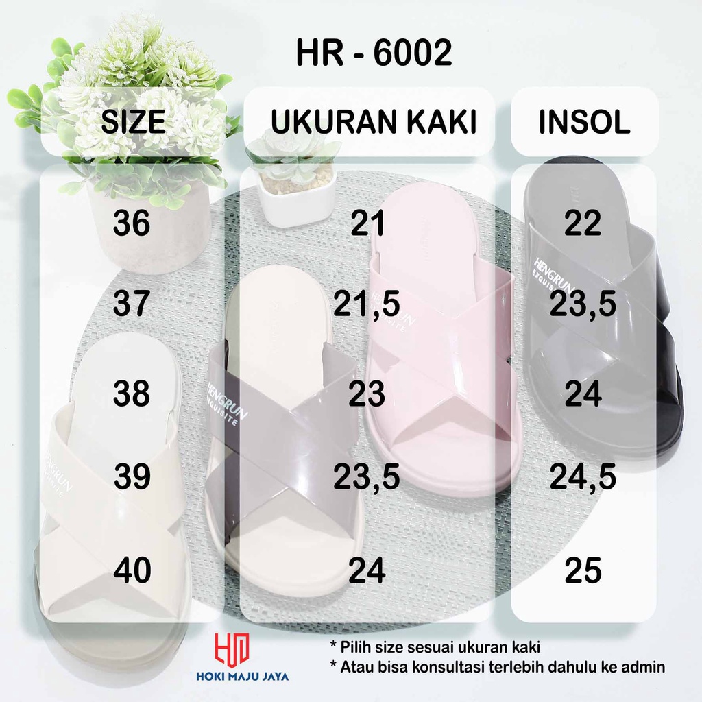 Sandal wanita tali silang minimalis slip on ringan HENGRUN 36 - 40