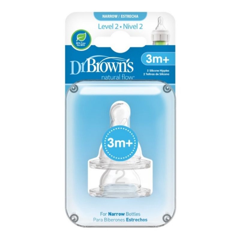 Dr.Brown's Level 2 Narrow Neck Nipple Isi 2 pack/Dot Bayi